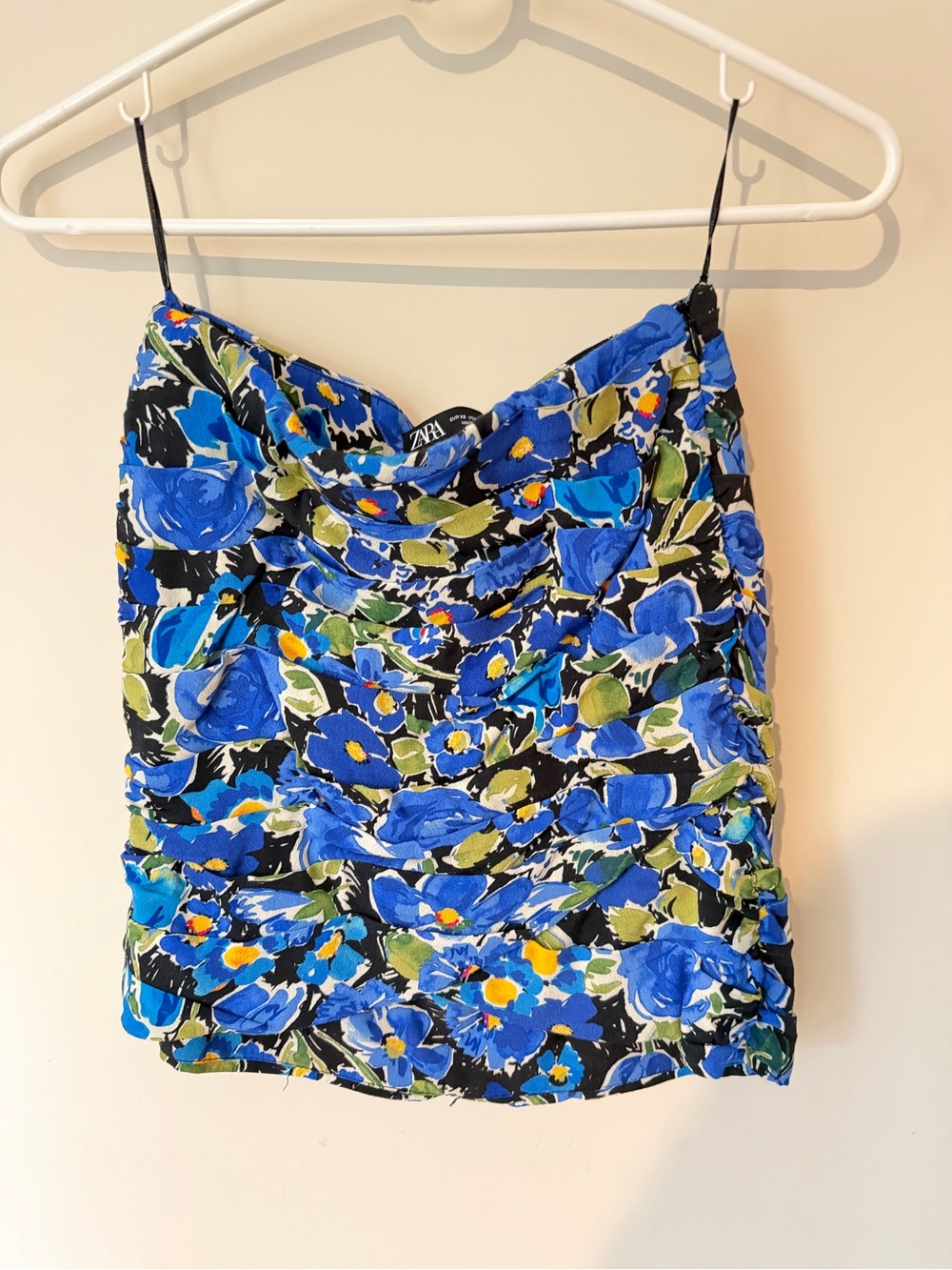 Zara Blue Floral Ruched Skirt